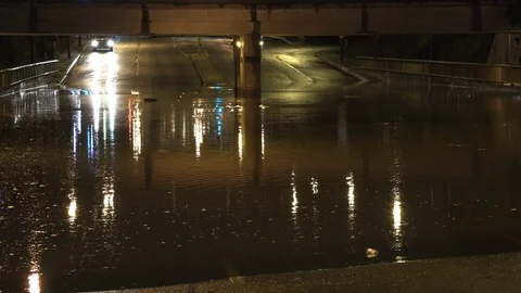 Flooding in city streets after heavy rai... | Stock Video | Pond5