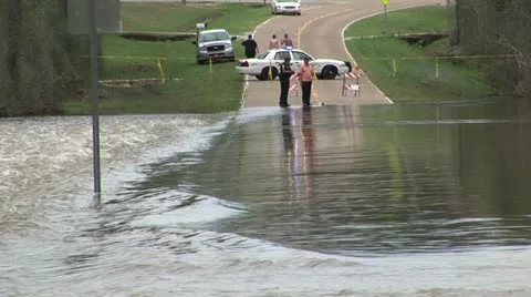 Flooding closes highway Stock Footage 12662327