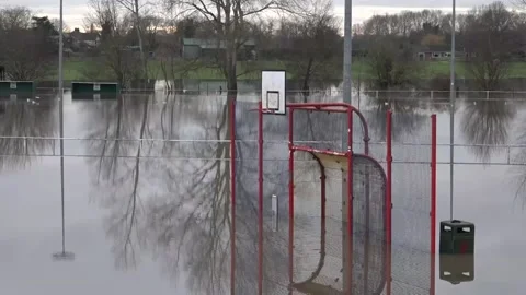 Flooding continues to cause problems in Nottingham following the arrival of Sto Stock Footage 260483747