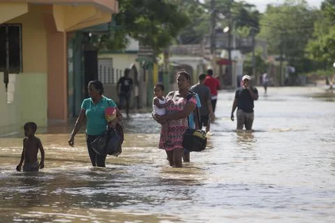 Flooding continues in Dominican Republic after hurricane Maria, Arenoso - 24 Sep Stock Photos