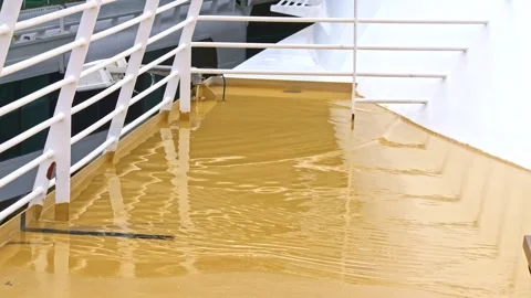 Flooding on the deck of a cruise ship Stock Footage 256620955