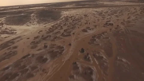 Flooding in a deserted mountainous area, mud flows of water. Saudi Arabia 스톡 동영상 107779668