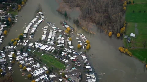 Flooding In Devastated British Columbia, Canada Caused By Climate Change. Stock Footage 167594065