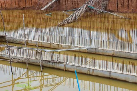 Flooding of floodgate construction. Stock Photos