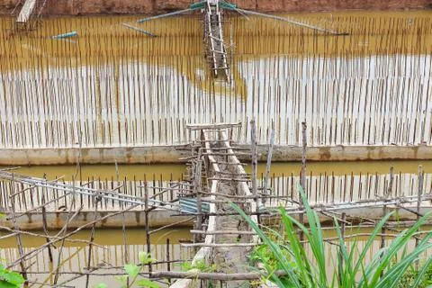 Flooding of floodgate construction. Stock Photos