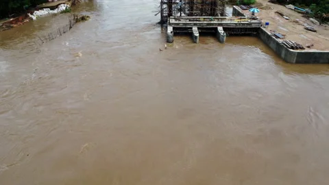 Flooding the floodgate construction, unfinished construction. Видео 217422263