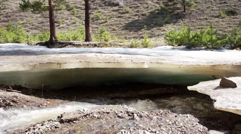 Flooding. The flow of spring water. Siberia. Stock Footage 51221247