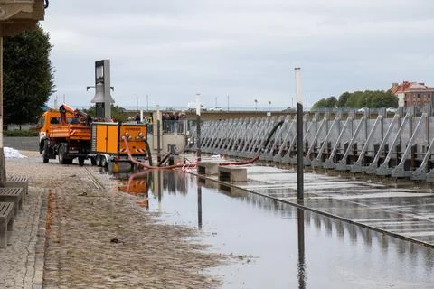 Flooding in Frankfurt (Oder) Stock-Fotos