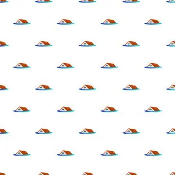 Flooding house pattern representing natural disaster and risk Illustrazione stock