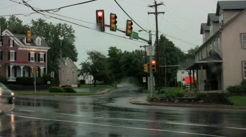 Flooding in an intersection Stock Footage 536155