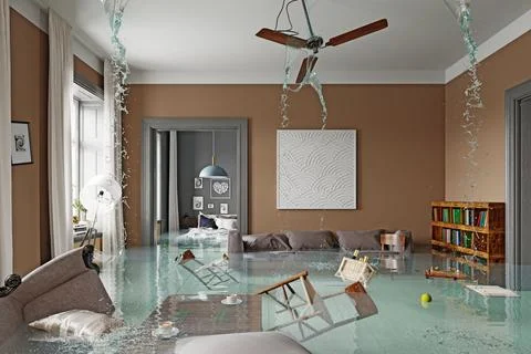 Flooding living interior Stock Illustration