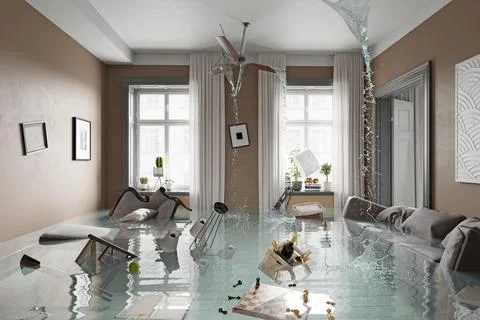 Flooding living interior Stock Illustration