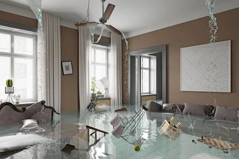Flooding living interior Stock Illustration