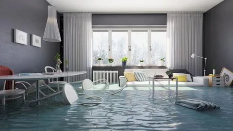Flooding living interior Ilustración de archivo