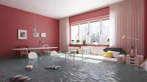 Flooding living interior Stock Illustration