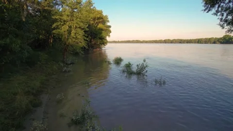 Flooding River Danube 4k 25fps aerial 動画素材 249546474