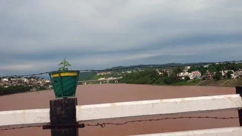 Flooding in the river due to heavy rainfall Stock Footage 315967794
