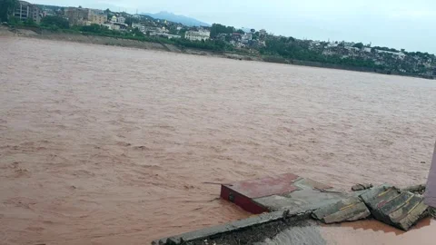 Flooding in the river due to heavy rainfall Stock Footage 315967856