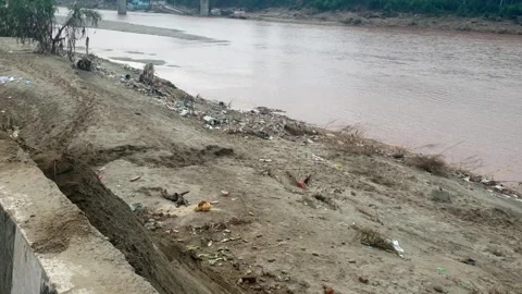 Flooding in the river due to heavy rainfall Stock Footage 315968266