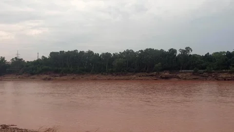 Flooding in the river due to heavy rainfall Stock Footage 315968408
