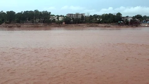 Flooding in the river due to heavy rainfall Stock Footage 315968521