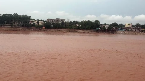 Flooding in the river due to heavy rainfall Stock Footage 315968702