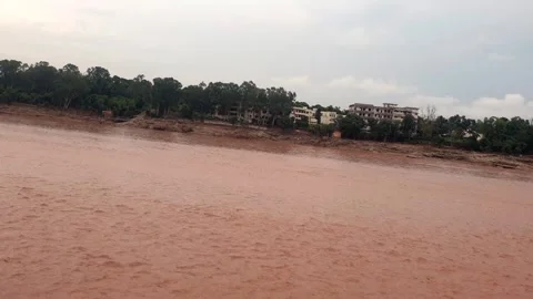 Flooding in the river due to heavy rainfall Stock Footage 315968874