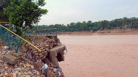Flooding in the river due to heavy rainfall Stock Footage 315969108