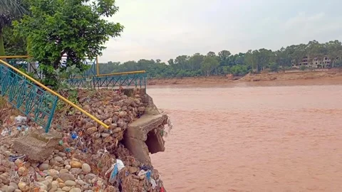 Flooding in the river due to heavy rainfall Stock Footage 315969159