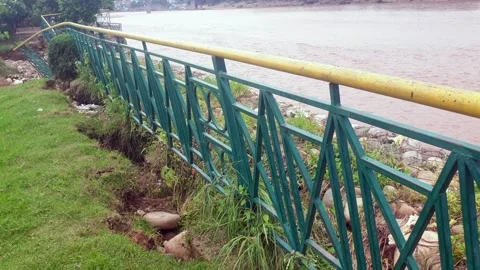 Flooding in the river due to heavy rainfall Stock Footage 315969429