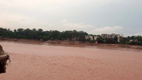 Flooding in the river due to heavy rainfall Stock Footage 315969494