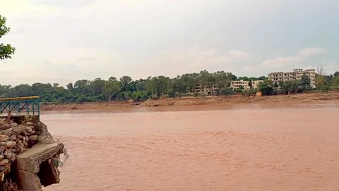Flooding in the river due to heavy rainfall Stock Footage 315969586