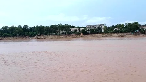 Flooding in the river due to heavy rainfall Stock Footage 315969694