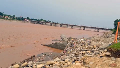 Flooding in the river due to heavy rainfall Stock Footage 315969715