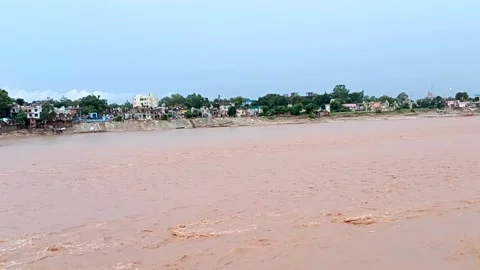 Flooding in the river due to heavy rainfall Stock Footage 315969852
