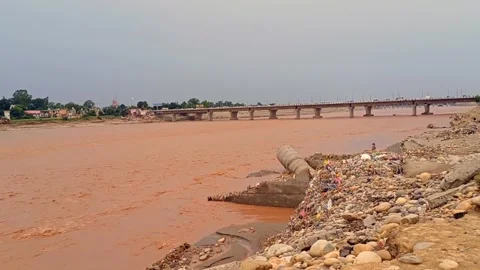 Flooding in the river due to heavy rainfall Stock Footage 315969900