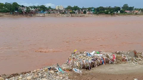 Flooding in the river due to heavy rainfall Stock Footage 315969954