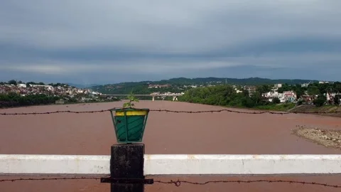 Flooding in the river due to heavy rainfall Stock Footage 315971171