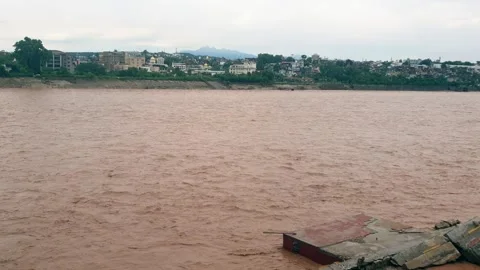 Flooding in the river due to heavy rainfall Stock-Footage 315971514