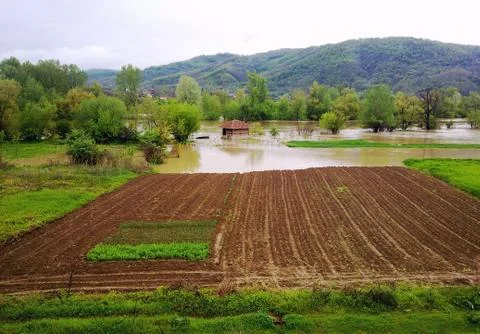 Flooding river Stockfoto's
