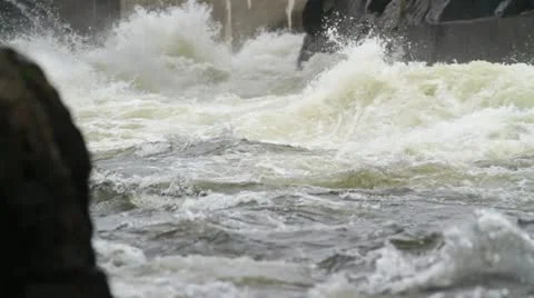 Flooding river slow motion Stock Footage 11339688