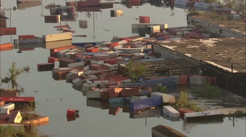 Flooding River Train Containers Stock Footage 37274688