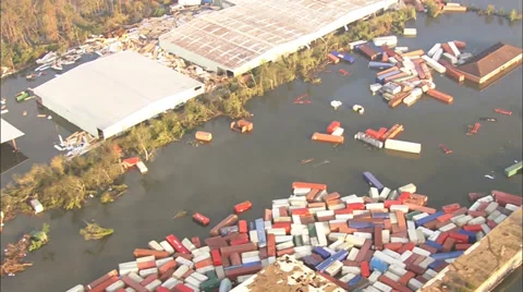 Flooding River Train Containers Stock Footage 37274692