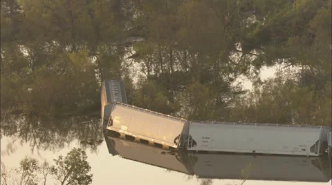 Flooding River Train Stock Footage 37274676
