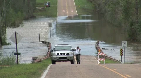 Flooding Road Closure Stock Footage 12662325