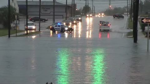 Flooding Road Closure Stock Footage 12662361