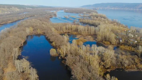 Flooding in the spring on the Volga Stock Footage 89180224