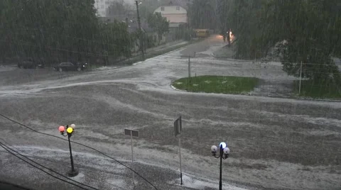 Flooding in the Streets Stock Footage 63642137