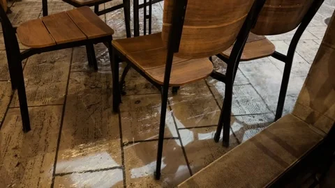 Flooding terrace during heavy rainfall in Split, Croatia Stock Footage 282651920