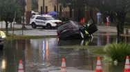 Flooding - Vehicle In Flood Waters Stock Footage